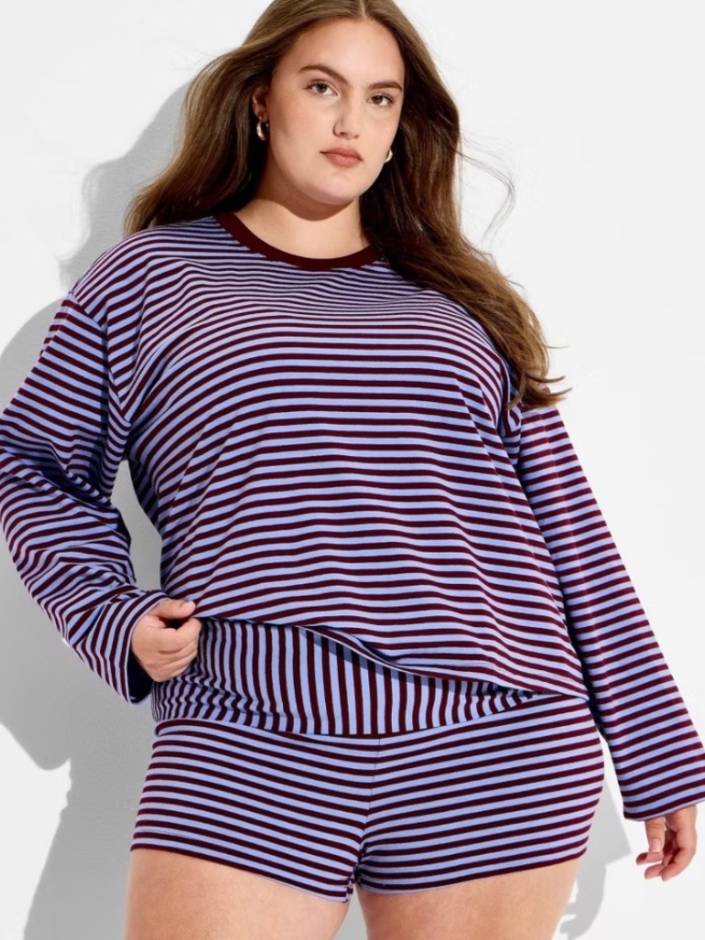 NWT Wild Fable Target Women's Long Sleeve cotton crewneck striped tee shirt XXL